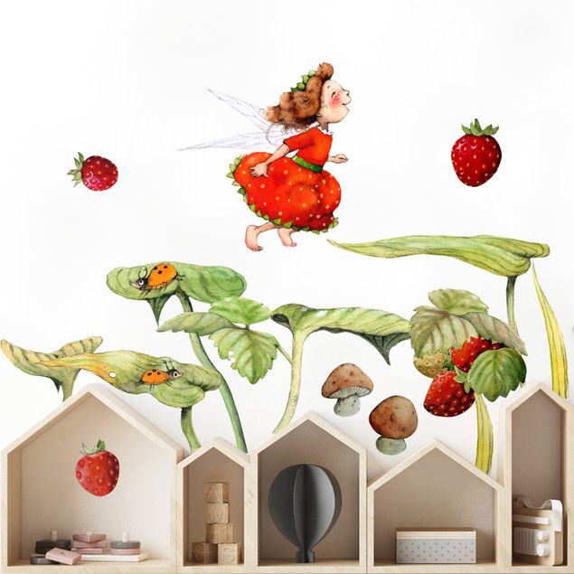 Kids room decor Strawberries strawberry fairy - leaves and strawberries