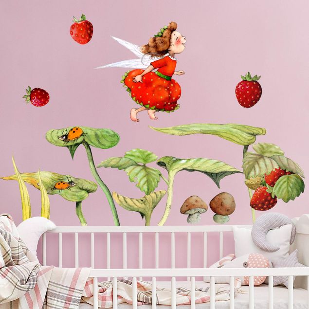 Woodland tree wall stickers Strawberries strawberry fairy - leaves and strawberries