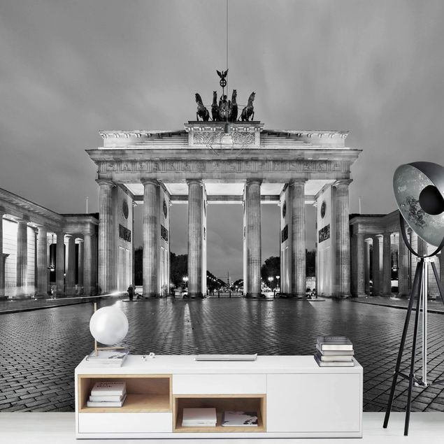 Black white wallpaper Illuminated Brandenburg Gate II
