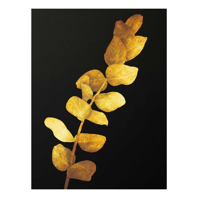 Prints flower Gold - Eucalyptus On Black