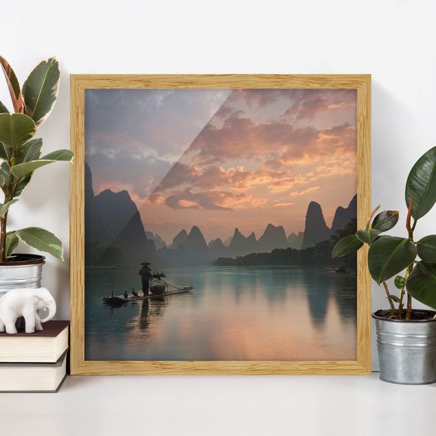 Framed beach prints Sunrise Over Chinese River