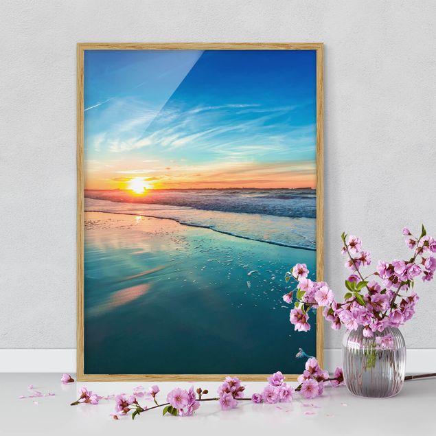 Framed beach wall art Romantic Sunset By The Sea