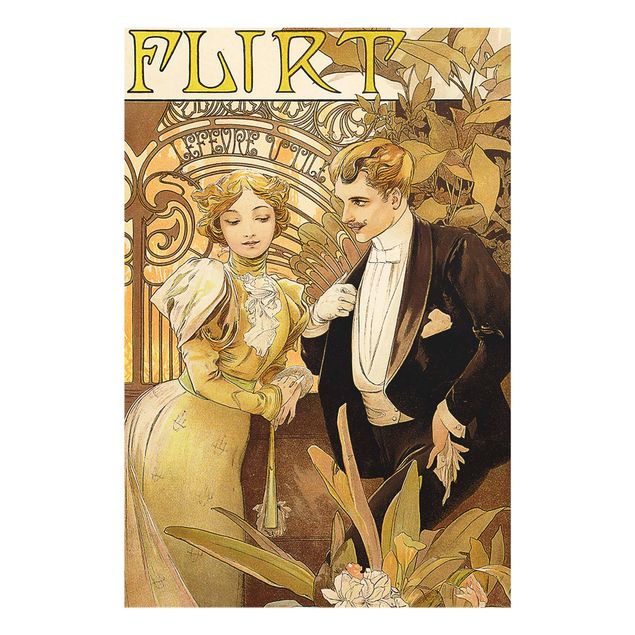 Glass prints sayings & quotes Alfons Mucha - Advertising Poster For Flirt Biscuits