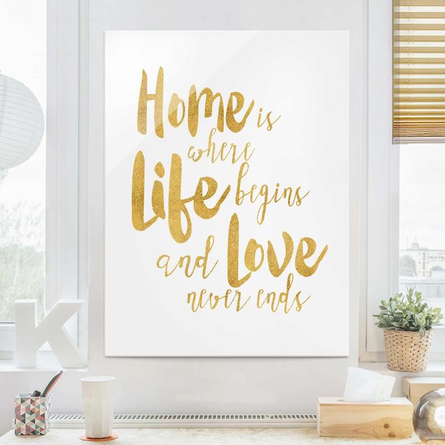 Kitchen Home Is Where Life Begins Gold