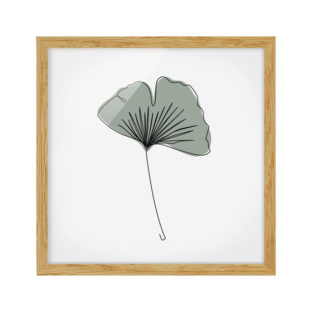 Framed floral Gingko Leaf Line Art