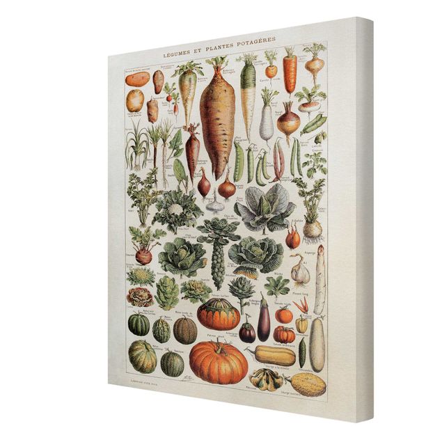 Green art prints Vintage Board Vegetables