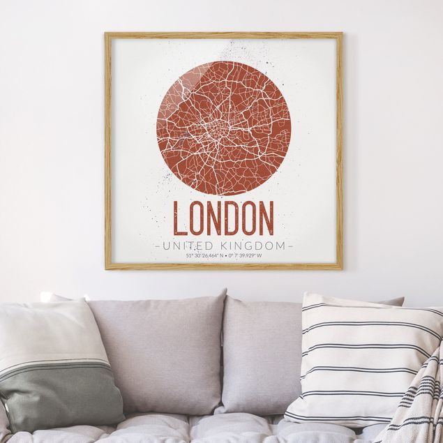 London art prints City Map London - Retro
