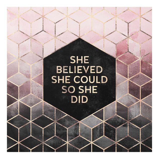 Quote wall art She Believed She Could Rosé Gold