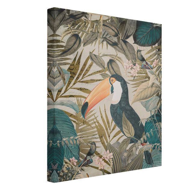 Canvas art Vintage Collage - Toucan In The Jungle