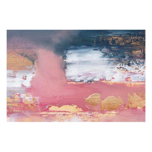 Pink art canvas Pink Storm With Gold