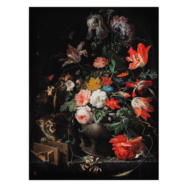 Animal canvas Abraham Mignon - The Overturned Bouquet