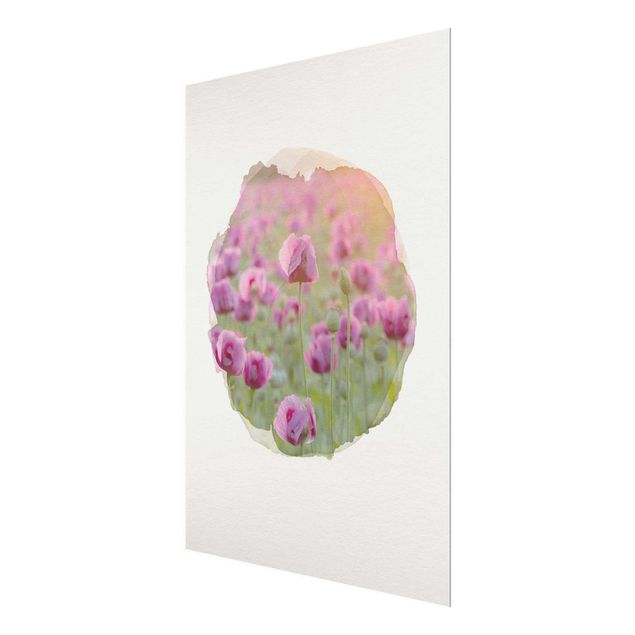 Flower print WaterColours - Violet Poppy Flowers Meadow In Spring