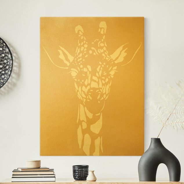 Contemporary art prints Safari Animals - Portrait Giraffe Beige