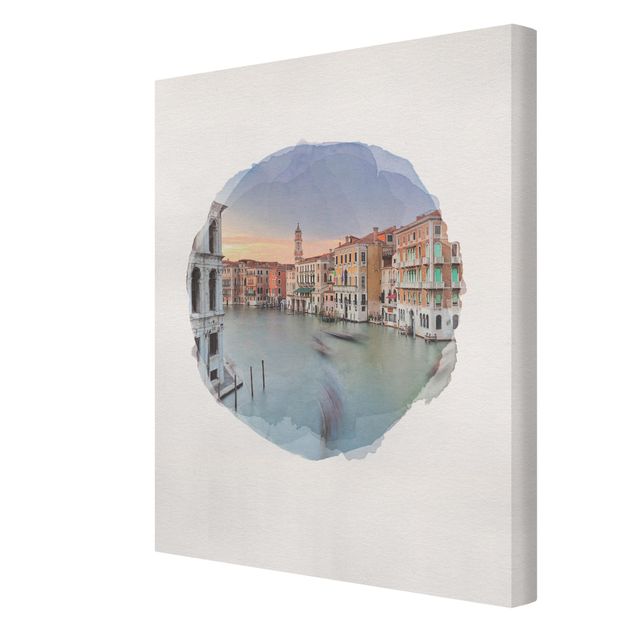 Skyline canvas print WaterColours - Grand Canal View From The Rialto Bridge Venice