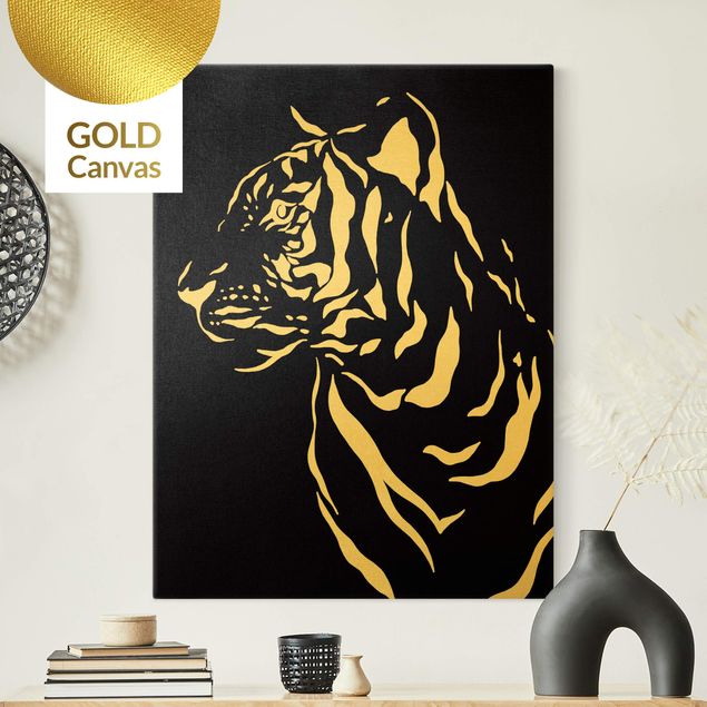 Prints animals Safari Animals - Portrait Tiger Black
