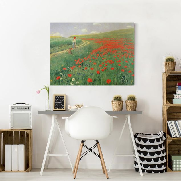 Landscape canvas prints Pál Szinyei-Merse - Summer Landscape With A Blossoming Poppy