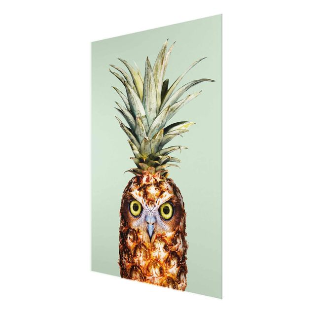 Green art prints Pineapple With Owl