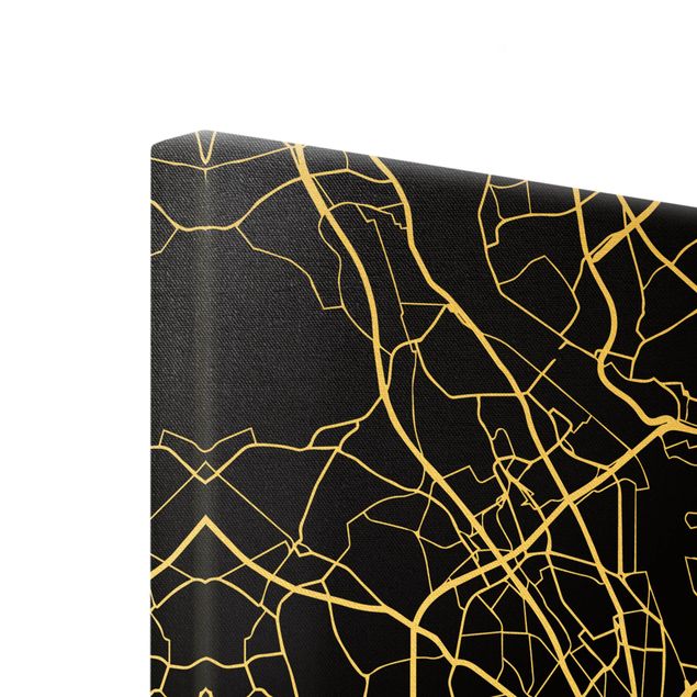 Canvas wall art Cologne City Map - Classic Black