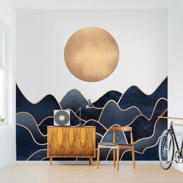 Wallpapers modern Golden Sun Blue Waves