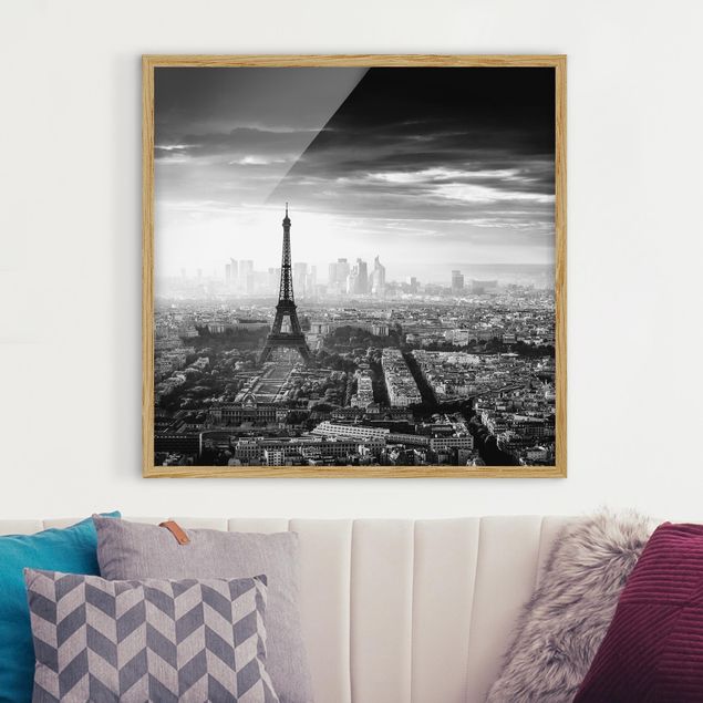 Paris wall art The Eiffel Tower From Above Black And White