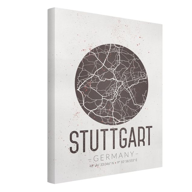 Canvas maps Stuttgart City Map - Retro