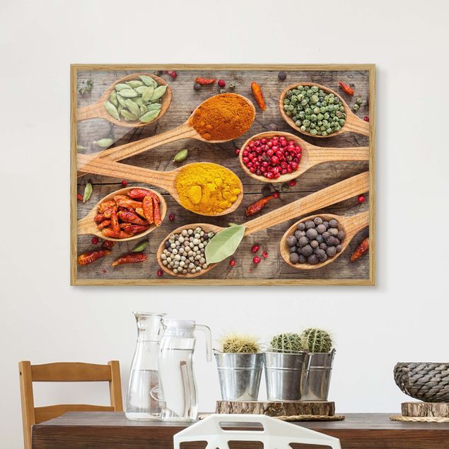 Modern art prints Spices On Wooden Spoon