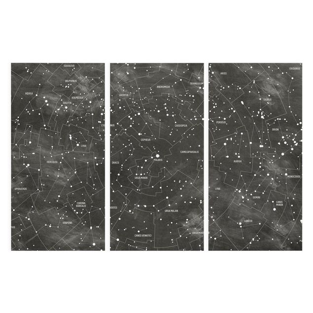 Prints black and white Map Of Constellations Blackboard Look