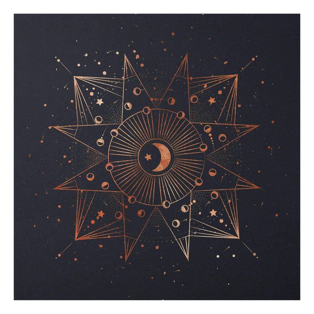 Modern art prints Astrology Moon Magic Blue Gold