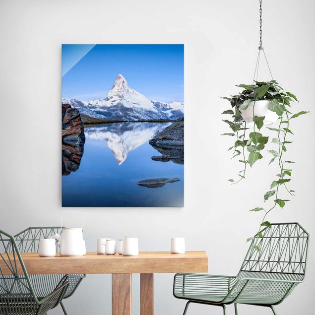 Glass prints mountain Stellisee Lake In Front Of The Matterhorn