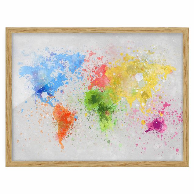 Modern art prints Colourful Splodges World Map
