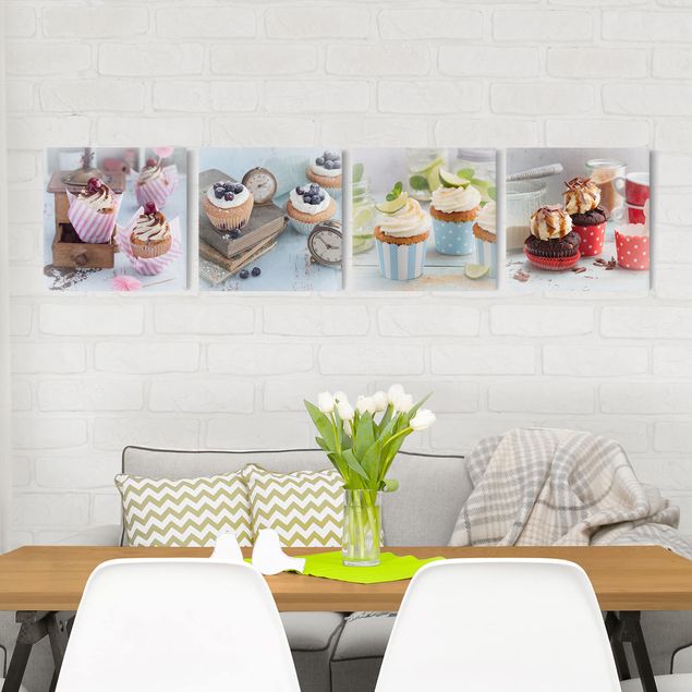 Retro wall art Vintage Cupcakes with topping