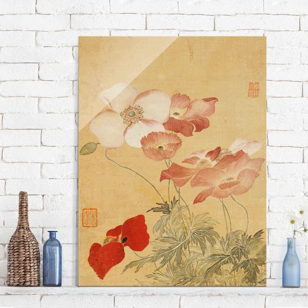Glass prints poppy Yun Shouping - Poppy Flower