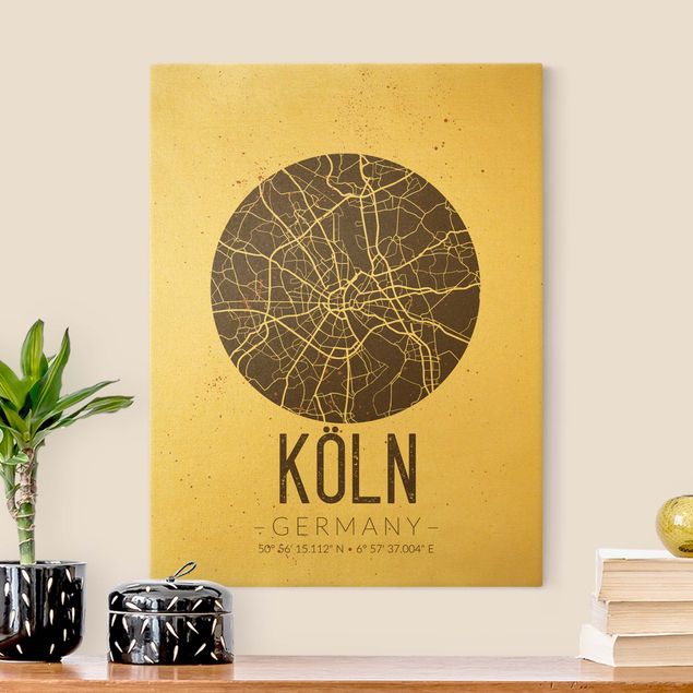 Canvas prints maps Cologne City Map - Retro