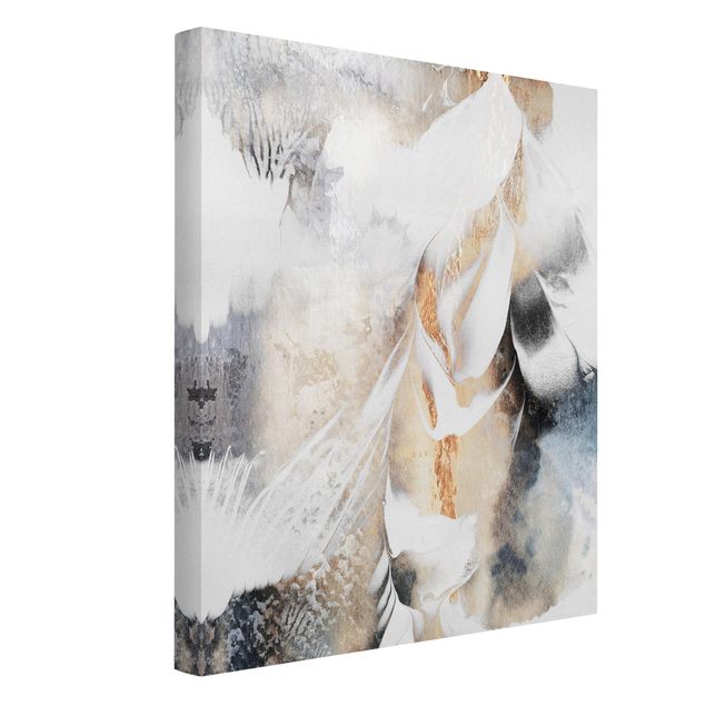 Abstract canvas wall art Golden Abstract Winter Painting
