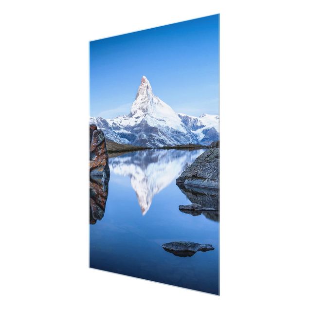 Glass prints architecture and skylines Stellisee Lake In Front Of The Matterhorn
