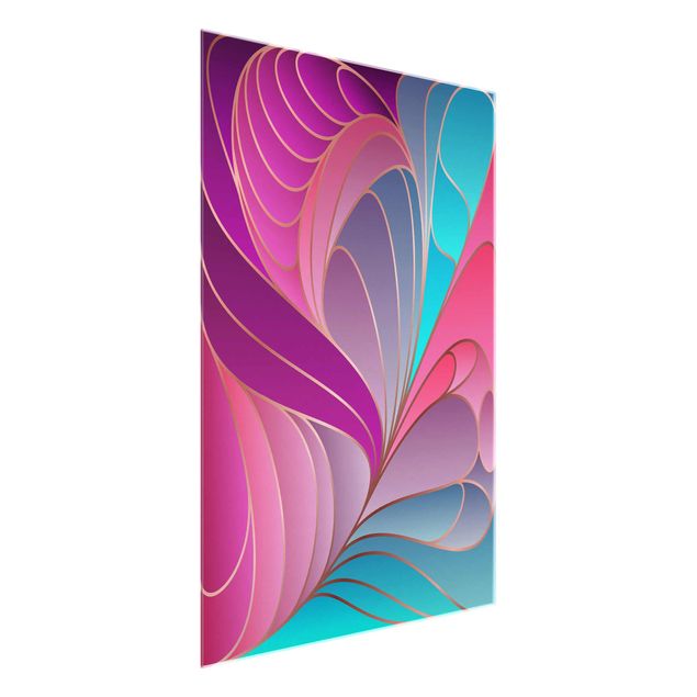 Abstract glass wall art Colourful Art Deco ll