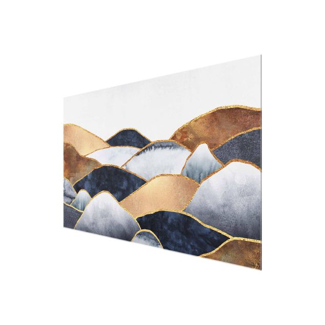 Glass prints landscape Golden Mountains Watercolour