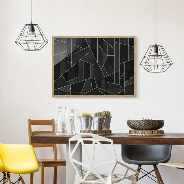 Canvas art Black And White Geometric Watercolour