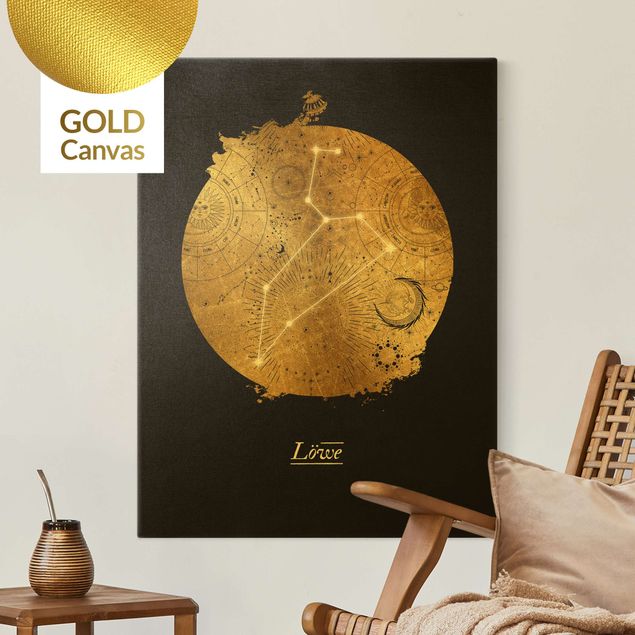 Lion print Zodiac Sign Leo Gray Gold