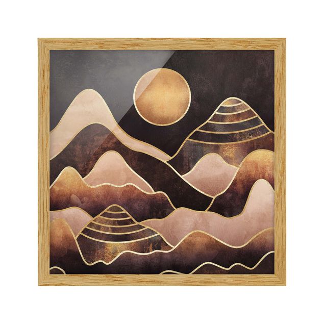 Art posters Golden Sun Abstract Mountains