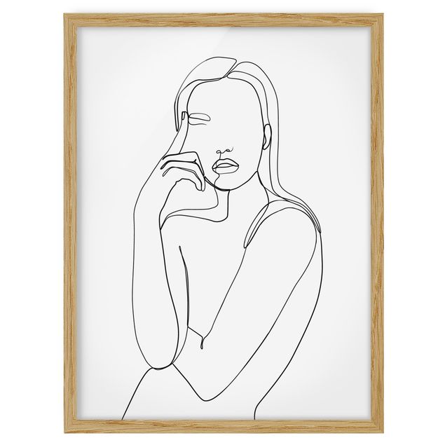 Modern art prints Line Art Pensive Woman Black And White