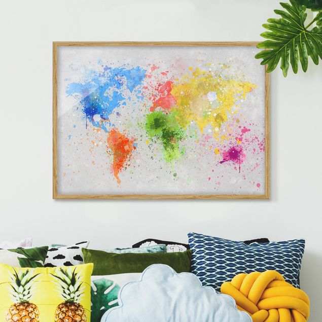 Kitchen Colourful Splodges World Map