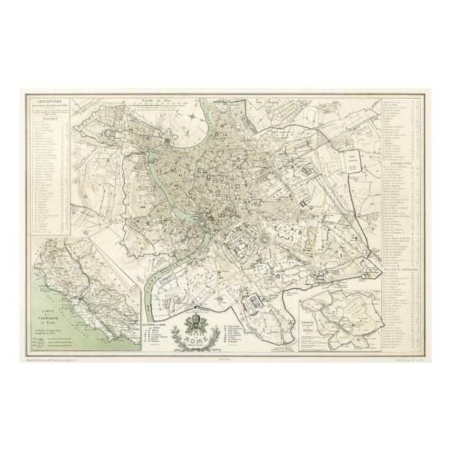 Printable world map Vintage Map Rome Antique