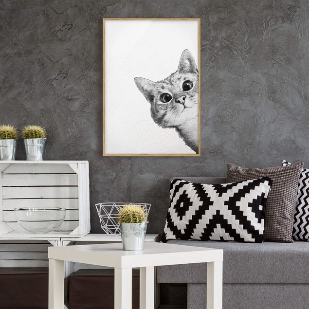Cat print Illustration Cat Drawing Black And White