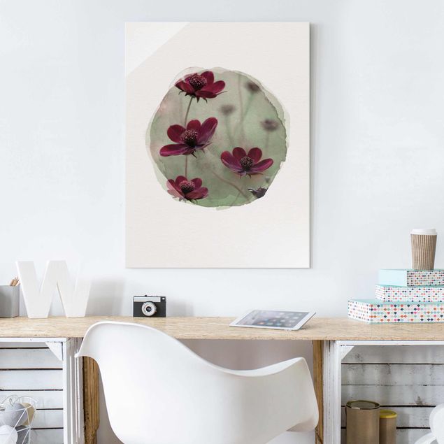 Glass prints flower WaterColours - Pink Kosmeen