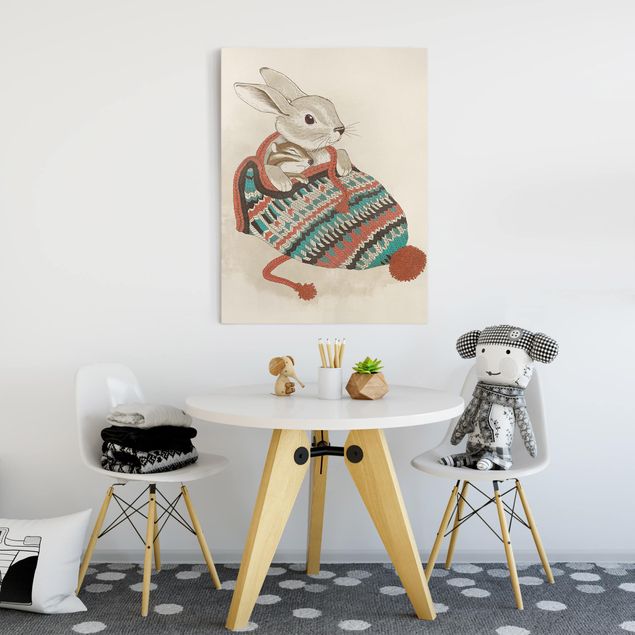 Art prints Illustration Cuddly Santander Rabbit In Hat