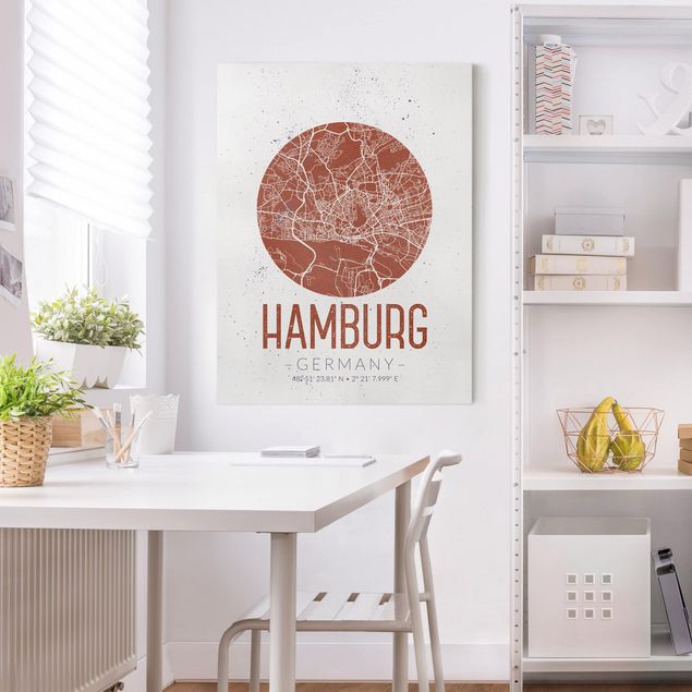 Canvas Hamburg Hamburg City Map - Retro