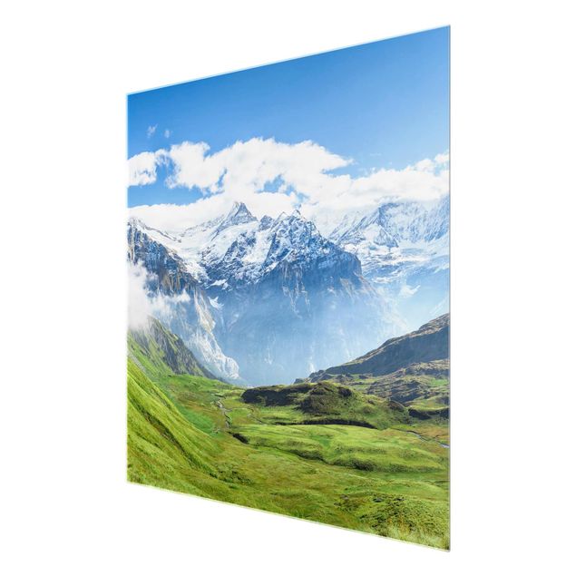 Glass prints architecture and skylines Swiss Alpine Panorama