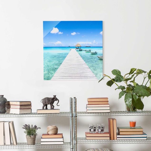 Glass prints the caribbean Tropical Vacation