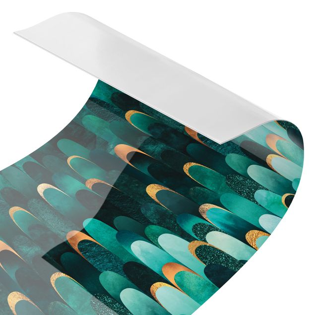 Adhesive films Feathers Gold Turquoise II